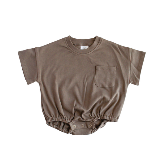 Shirt Romper - Brown